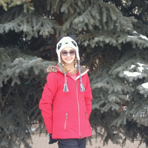 Winter/Ski OBERMEYER SIREN FAUX FUR JACKET WOMEN'S. RED/SIZE 6 - Picture 9 of 10